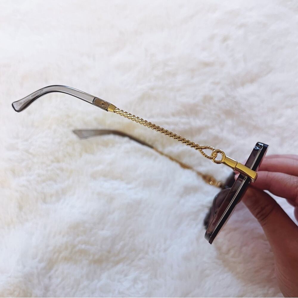 Gia Clear Light Purple Chain Link Oversized Sunglasses - Picture 6 of 12